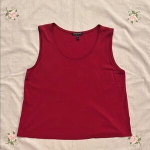 Eileen Fisher Silk Red Sleeveless Crop Tank